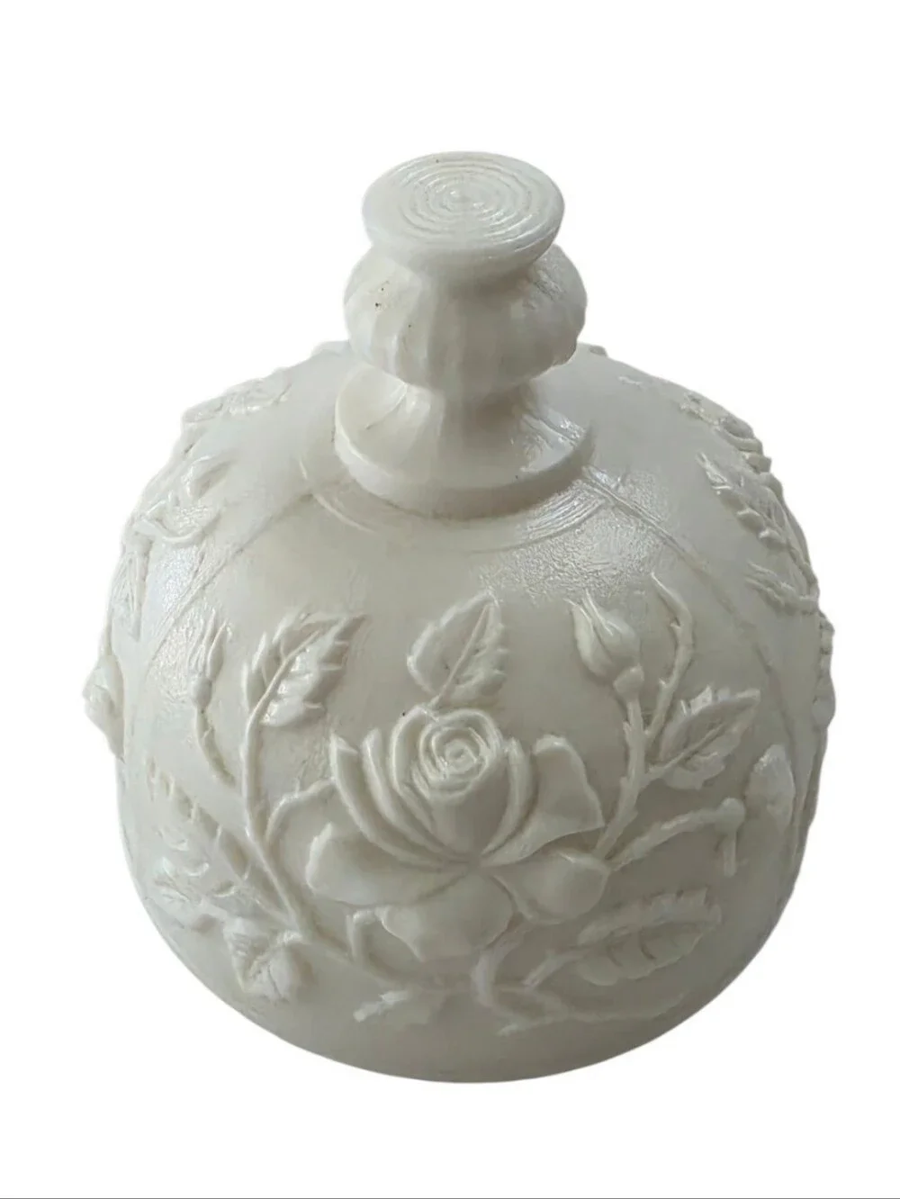 Vintage Imperial Glass Rose Milk Glass Covered Butter Dish 1950s-70s